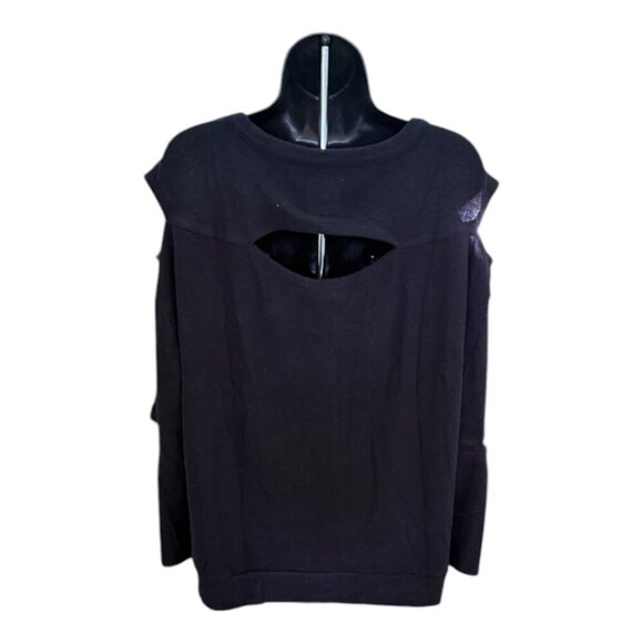 Chaser Black Cut Out Pull Over Sweater Size Medium - Picture 2 of 9